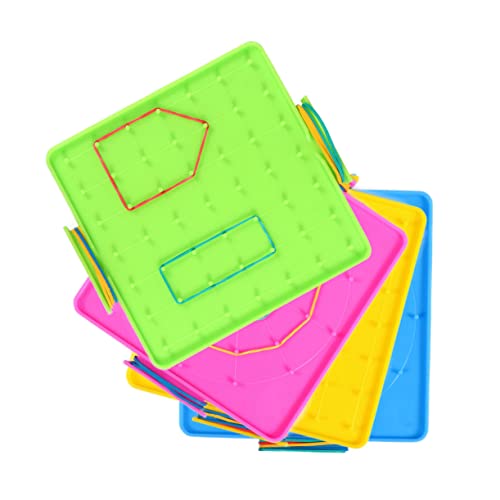 Abaodam 4 Stück Nagelbrettunterrichtshilfen Geobretter für Steckbrett Geoboards für große Perlensteckplatte kunststoffbrett plastikplatte Geoboard aus Kunststoff Geo-Board von Abaodam