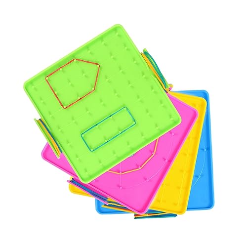 Abaodam 4 Stück Nagelbrettunterrichtshilfen kunststoffbrett plastikplatte kunststoffpanele kunststoffplatte Vorschulkinder Geometrie Lernen geometrischer Formen geometrisches Steckbrett von Abaodam