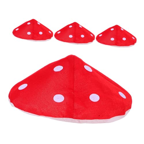 Abaodam 4 Stück Pilzhut Kostüm mit Weißen Punkten Leichter Bequemer Cosplay Hut für Party und Bühne Innendurchmesser Kreative und Spielerische Kopfbedeckung von Abaodam