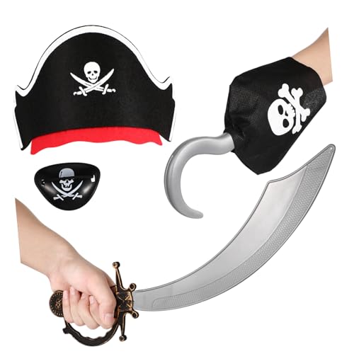 Abaodam 4 Stück Piratenanzug Cosplay-piraten-kopfbedeckung Piratenhaken Piratenrequisiten Verkleiden Kostüm Dekorationen Party Maskerade Piraten-augenmaske Piraten-cosplay-zubehör Stoff Abaodam 4 Stück Piratenanzug Cosplay-piraten-kopfbedeckung Piratenhaken Piratenrequisiten Verkleiden Kostüm Dekorationen Party Maskerade Piraten-augenmaske Piraten-cosplay-zubehör Stoff von Abaodam