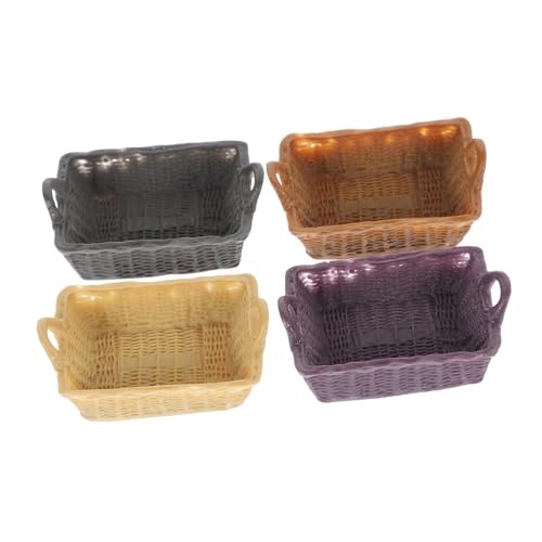 Abaodam 4 Stück Puppenhaus Zubehör Realistische Brotkörbe aus Resin Miniatur Dekoration für Puppenhäuser und Ladenmodelle von Abaodam