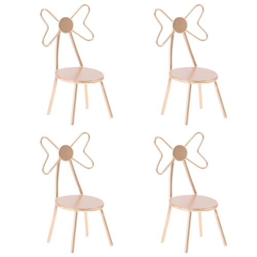 Abaodam 4 Stück Puppenstubenstuhl Puppenhausmöbel Hausdekorationen Metallstuhl Ornament Modelle Miniaturhandwerk schmücken Miniaturdekore Baby Ankleidestuhl Sessel Kind von Abaodam