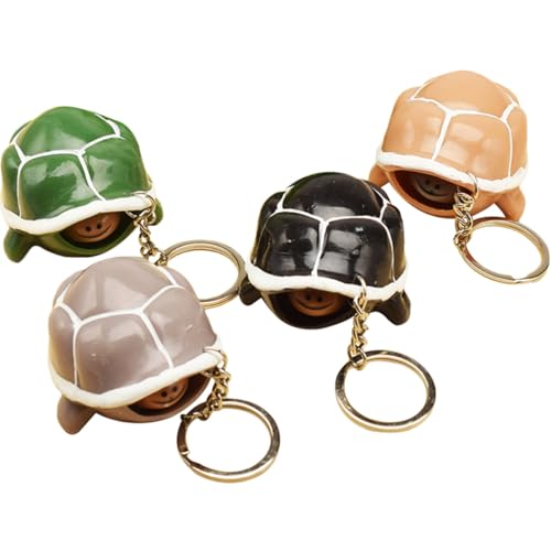 Abaodam 4 Stück Schildkröten Schlüsselanhänger Stressspielzeug aus Flexiblem Quetschbar und Angenehm als Partygeschenk und Taschenanhänger für Erwachsene von Abaodam