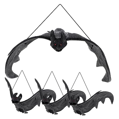 Abaodam 4 Stück Simulation Fledermaus Anhänger Fledermäuse Spiel Halloween Fledermaus Dekoration Party Szenen Layout Für Halloween Bälle Gefälschte Hängende Fliegende Fledermaus von Abaodam