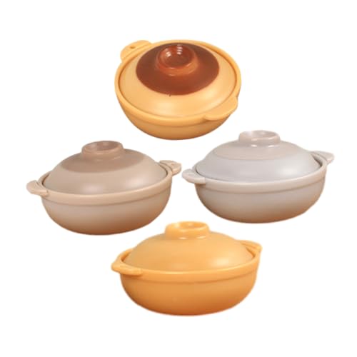 Abaodam 4 Stück Simulierter Tontopfreis Kochen Mini-Verkaufsautomat Kuchen Kochgeschirr Backen küchen Dekoration Kitchen Decoration Puppenhaus Minitopf Mini- -DIY-Accessoires Plastik von Abaodam
