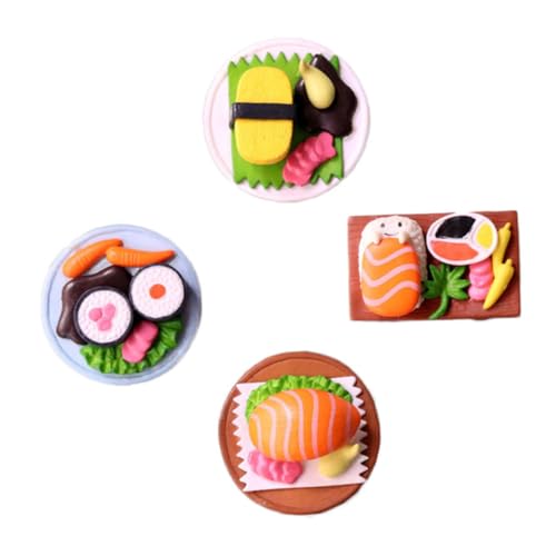 Abaodam 4 Stück Simuliertes Japanisches Sushi Kuchendekoration Kuchen Verzieren Requisiten Für Lebensmittelfotos Flatback-Verzierungen Schreibtischaufsatz Desktop-dekor PVC Zutaten Mini von Abaodam
