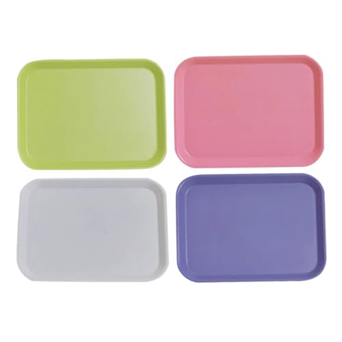 Abaodam Miniatur-Teller-Dekorationen – 4 Stück Mini-tabletts Für Mini- Spielzeug Zum Vortäuschen Puppenhaus-essenstablett Mini- -Spielzeug Puppenhaus-miniaturen von Abaodam