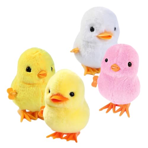 Abaodam 4 Stück Teiliges Aufziehspielzeug Springende Küken und Enten Kuschelige Plüschfiguren ohne Batterien Fördert Motorische Fähigkeiten und Sorgt für Stundenlangen Spielspaß bei von Abaodam