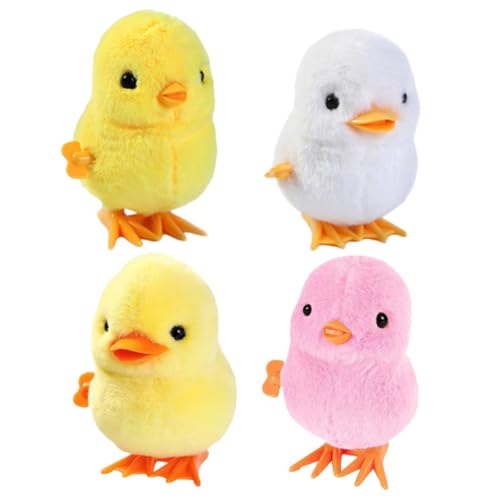 Abaodam 4 Stück Teiliges Aufziehspielzeug Springendes Huhn und Ente Plüschspielzeug für Wind Up Nachziehspielzeug der Feinmotorik und Intelligenz Spielspaß für Mädchen Jungen von Abaodam