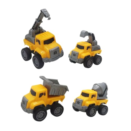Abaodam 4 Stück Teiliges Baustellenfahrzeuge für Rückziehauto mit Mini Bagger und Kran für Kleinkinder für Spiel und Lernen von Abaodam