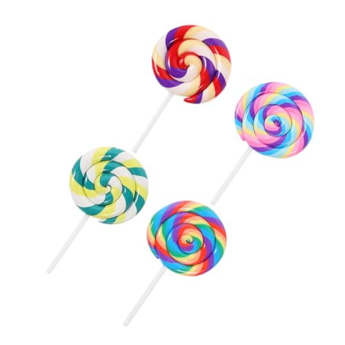 Abaodam 4 Stück Teiliges Große Realistische Lutscher aus Polymer Clay Bunte Swirl Lollipop Deko Langlebige Fotorequisiten für Geburtstagsfeiern Kreative Szene Dekoration und DIY projekte von Abaodam