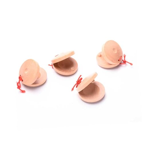 Abaodam 4 Stück Teiliges Holz Finger Castanet Sicher und Glatt Fördert Hand Auge koordination und Musikalische Früherziehung Geeignet für Kleine Hände Natürliche Holz Blautöne von Abaodam