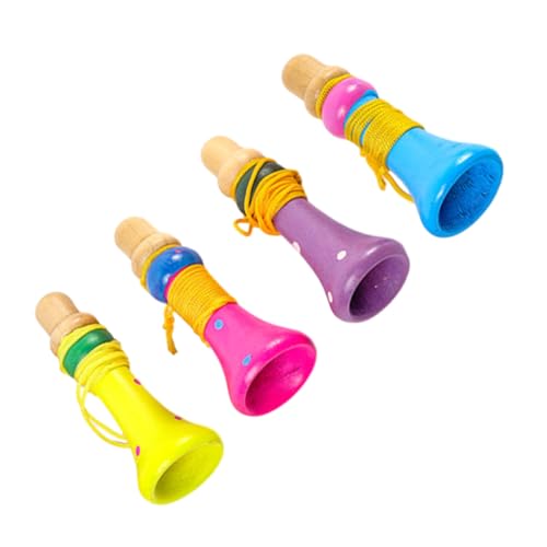 Abaodam 4 Stück Teiliges Holz Trompeten für Farbenfrohes Musikinstrument Sicher und Stabil Fördert Musikalische Kreativität und Spaß bei Kleinen Kindern von Abaodam