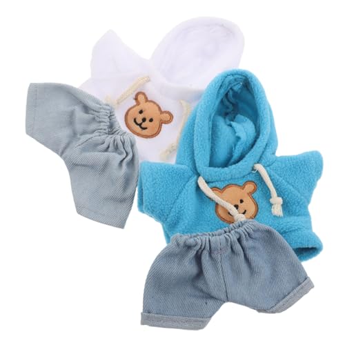 Abaodam 4 Stück Teiliges Kleine Bärenkleidung aus Baumwolle mit Hoodie und Jeans Kuscheltier Outfit für Plüschtiere DIY Bärenkleidung für Plüschtiere und Puppen von Abaodam