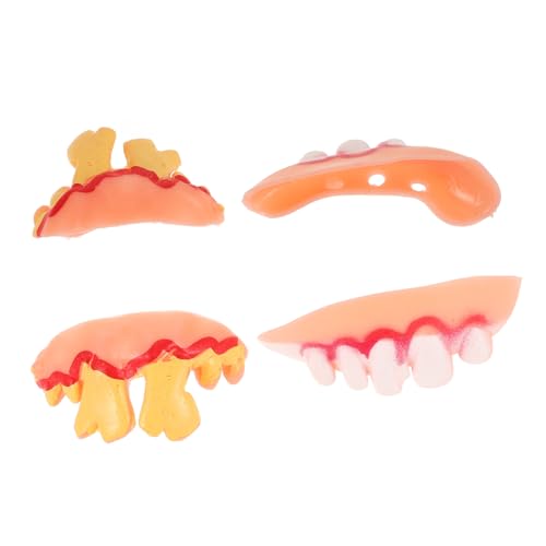 Abaodam 4 Stück Teiliges Lustige Halloween Fake Zähne Realistisches Zahnersatz für Kostümparty und Cosplay Gruselige Verkleidung für Erwachsene von Abaodam
