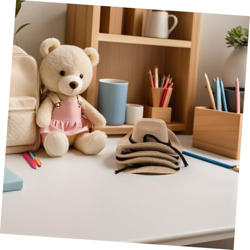 Abaodam 4 Stück Teiliges Mini Cowboy Hüte Weiche Flauschige Miniatur Cowgirl Hüte für Bastelarbeiten für Puppen Kuchen-deko Western Party Accessoires von Abaodam