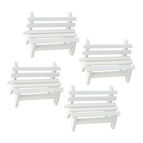 Abaodam 4 Stück Teiliges Mini Holzbank aus Robustem Holz Dekorative Miniatur Garten und Wohnraumdekoration Leichtes DIY Bastelzubehör als Fotorequisit und Puppenhausmöbel von Abaodam