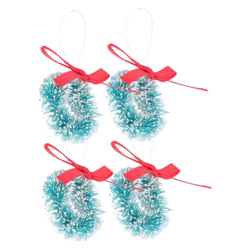 Abaodam 4 Stück Teiliges Mini Weihnachtskränze Kleine Christbaumkränze Hängend Miniatur Weihnachtsdeko für Puppenhaus Festliche Girlanden Anhänger von Abaodam