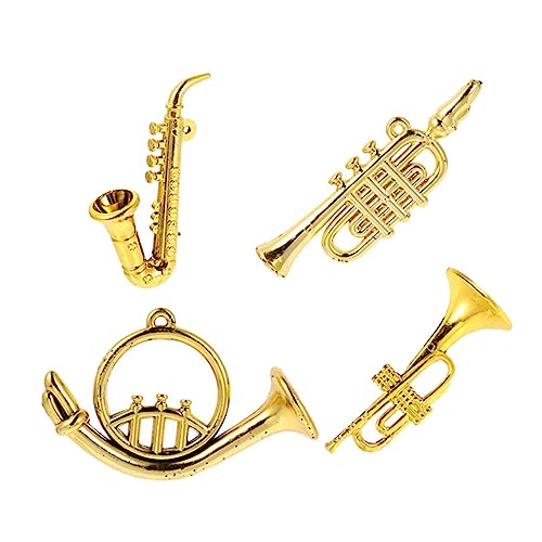 Abaodam 4 Stück Teiliges Miniatur Musikinstrumente Saxophon Bogen Gebogenes und Mittleres Blasinstrument aus Kunststoff Dekoratives Puppenhaus Zubehör Realistisches von Abaodam