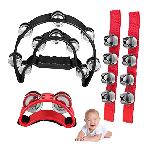 Abaodam 4 Stück Teiliges Tamburin mit Fußschellen Doppellagigem Handtamburin und Handgelenkschellen Kinderfreundliches Percussion Instrument aus Sicherem für Rhythmusübungen und Abaodam 4 Stück Teiliges Tamburin mit Fußschellen Doppellagigem Handtamburin und Handgelenkschellen Kinderfreundliches Percussion Instrument aus Sicherem für Rhythmusübungen und von Abaodam