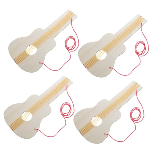 Abaodam 4 Stück Teiliges Unvollendete Holzgitarre zum Bemalen Ergonomisch und Leicht Kindgerechtes Design für Kindergarten DIY Musikinstrumente und Kreative Bastelprojekte von Abaodam