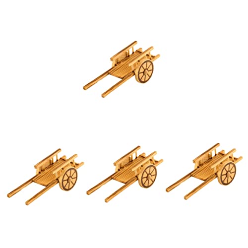 Abaodam 4 Stück Trolley-Modell Mikrospielzeug Mini-Möbel Kinderspielzeug Spielzeuge Schubkarre Mini-Farmwagen-Modelle Simulationswagenmodell klein schmücken Ornamente Dekorationen hölzern von Abaodam