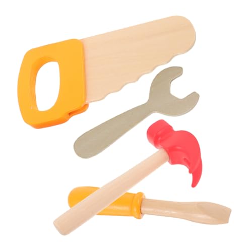 Abaodam 4 Stück Werkzeugset für die Holzbearbeitung Kinderspielzeug Holzwerkzeuge Sich drehendes Stapelspielzeug Kleiner Hammer Kettensäge Bauwerkzeuge für Babyhammer von Abaodam