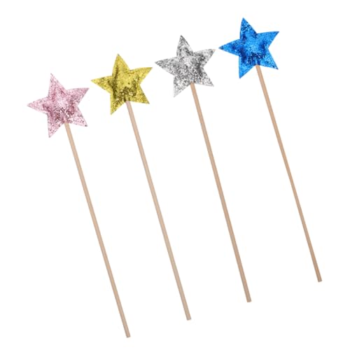Abaodam 4 Stück Zauberstab Stöcke Glitzersterne Zauberstäbe Party Feenstab Fairy Wand für Toys kinderspielzeuge Kid Toys Sternenfee Zauberstäbe Hexenstab hölzern von Abaodam