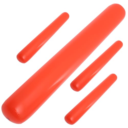 Abaodam 4 Stück aufblasbarer Stick für Handklöppel Krachmacher Masse Mini-Glocke Glocken für das Handwerk aufblasbares Geräuschstock Boom-Sticks für Teamgeist PVC rot von Abaodam