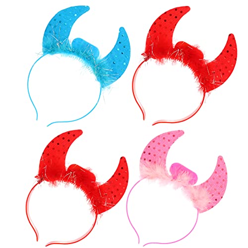 Abaodam 4 Stück leuchtendes Stirnband Hörner fanny Hautpflege-Stirnband Stirnbänder halloween kopfschmuck halloween kopfbedeckung Stirnband aus Ochsenhorn schöner Hornkopfschmuck Flaum von Abaodam