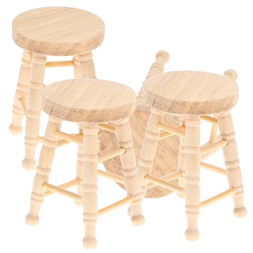 Abaodam 4 Stück puppenhaus hocker kinderspielzeug deko spielsachen für Kid Toys Mini-Möbel Miniaturpuppen puppenhaus zubehör Fotodekoration Hocker-Modell hölzern Khaki von Abaodam