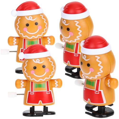 Abaodam 4 Stücke Weihnachten Wind Up Spielzeug Cartoon Lebkuchen Mann Spielzeug Kinder Lustige Spielzeug von Abaodam