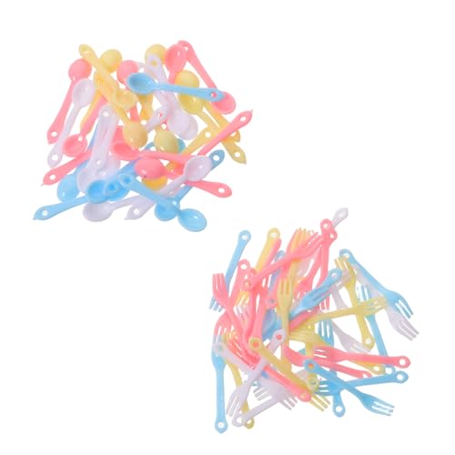 Abaodam 40 Sätze Teiliges Miniatur Set Bunte Mini Gabeln Löffel aus für Puppenhaus Dekoration Lernspielzeug Realistisch Detailgetreu Kreative von Abaodam