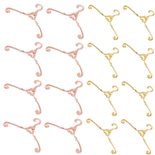 Abaodam 40 Stück Miniatur Vintage Metallkleiderbügel für Puppenhaus Kleine Robuste Doll Hänger in Gold und Roségold Praktische Mini Garderobenbügel für Puppenbekleidung und Dekoration von Abaodam