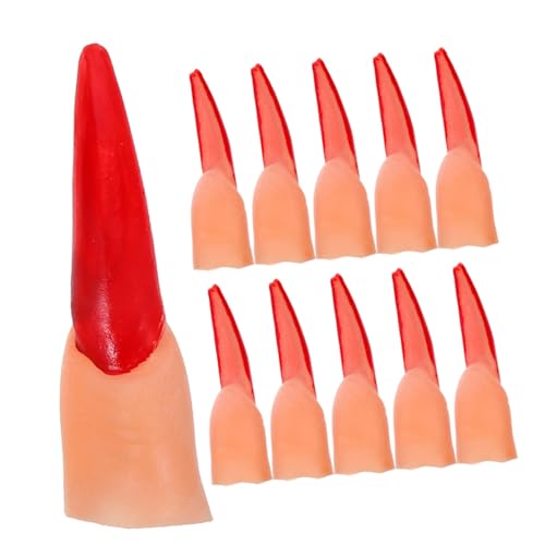 Abaodam 40 Stück Teiliges Halloween Hexenfinger mit Roten Nagelspitzen Realistische Simulation Finger Requisiten Sichere und Leichte Kunststoff Fake Finger für Cosplay Lesezeiger und Party Abaodam 40 Stück Teiliges Halloween Hexenfinger mit Roten Nagelspitzen Realistische Simulation Finger Requisiten Sichere und Leichte Kunststoff Fake Finger für Cosplay Lesezeiger und Party von Abaodam