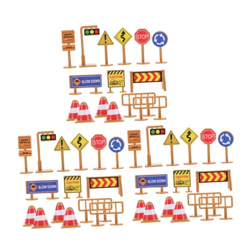 Abaodam 45 Stück Teiliges Mini-verkehrszeichen-spielset für Robuste Kunststoff-schilder Realistische Baustellen Straßenschilder Fördert Verkehrssicherheit und Kognitive Fähigkeiten Leicht von Abaodam