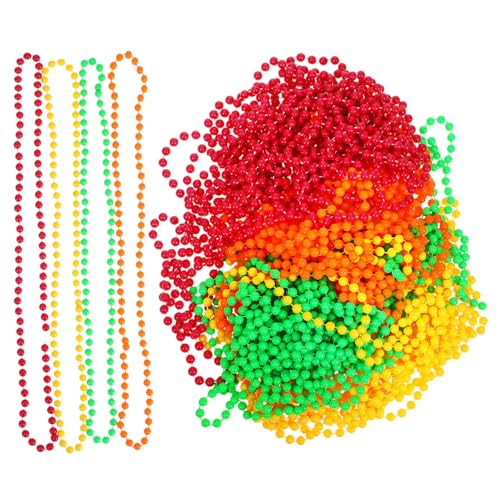 Abaodam 48 . Teiliges Neon Perlenketten Fluoreszierende Jahre Party Accessoires Leichte Kunststoff Halsketten in Orange Grün Gelb Robust für Geburtstags Hochzeits und Halloween Feiern von Abaodam