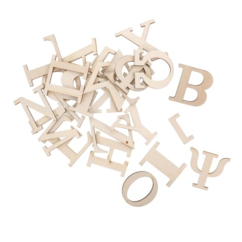 Abaodam 48 Stück Buchstaben lernen Holzstück griechisch griechisch Party Dekorationen Standort Wörter Karten Kindergarten Holzzahlen zum Basteln Buchstaben Buchstaben Beige Holz von Abaodam