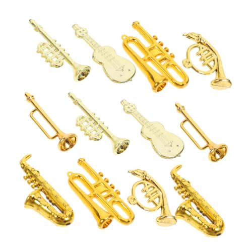 Abaodam 48 Stück Mini-Ornamente für Musikinstrumente Musikalisches Ornament Instrumentendekoration Musikalisches Instrument Zubehör Saxophon aus Kunststoff Saxophonmodell Plastik Golden von Abaodam