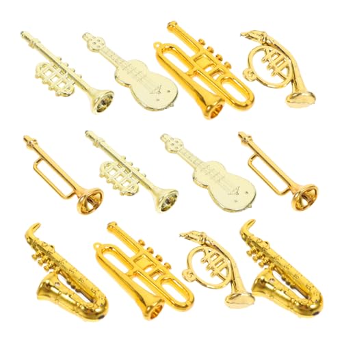 Abaodam 48 Stück Miniatur Musikinstrument Dekoration Set Teilig Puppenhaus Zubehör Kunststoff Mini Violine Trompete Saxophon Horn Weihnachtsbaumschmuck für DIY Kranz Party Wohnkultur von Abaodam