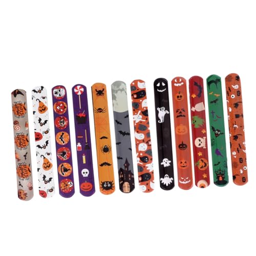 Abaodam 48 Stück Pop-kreis-armband Halloween-zappelspielzeug Party Glühen Halloween-ringe Behandeln Armbänder Halloween Deko Handgelenkbandage Armbinde Halloween-klappring von Abaodam