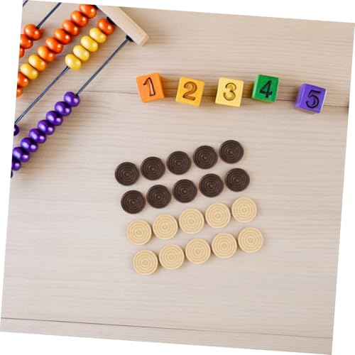 Abaodam 48 Stück Teiliges Holz Checker Spiel Zubehör Runde Spielfiguren in Holz Dunkelbraun Farben Langlebig und Handlich für Brettspiele und Lernspaß von Abaodam