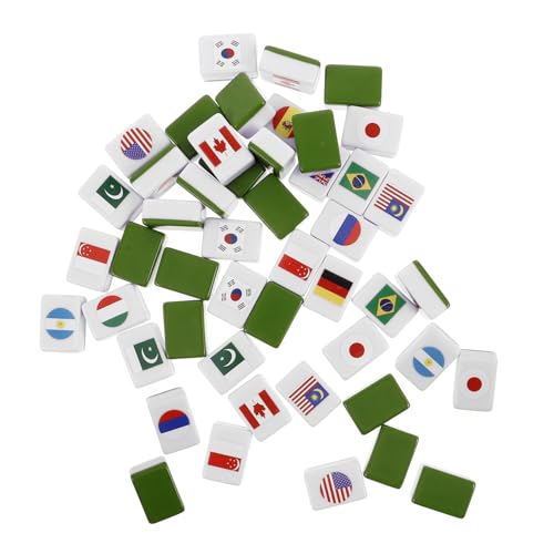 Abaodam 48 Stück Teiliges Mahjong Spielset mit Nationalflaggen Design Robuste Mahjong Plättchen aus Vielfältige Spielmodi für Familienunterhaltung und Partys von Abaodam