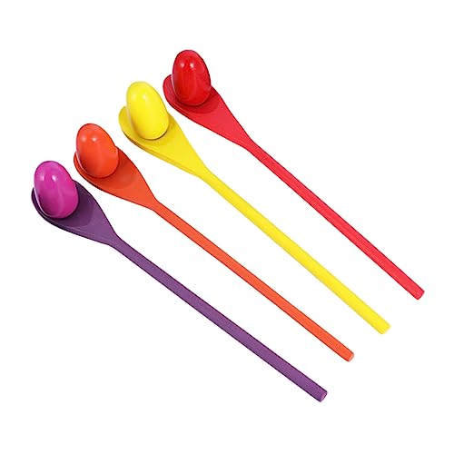 Abaodam 4Satz Teiliges Holz Eierlaufspiel für Balance Spiel mit Bunten Löffeln und Eiern für Outdoor Fördert Gleichgewicht und Koordination für Geburtstagsfeiern von Abaodam