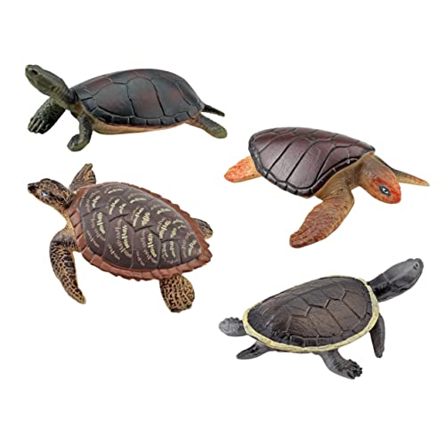 Abaodam 4 Stück Realistisches Schildkrötenspielzeug für Kinder Lebensechte Meeresschildkröten Figuren aus Kunststoff Lernspielzeug und Dekoration für Miniaturgärten und Partys von Abaodam
