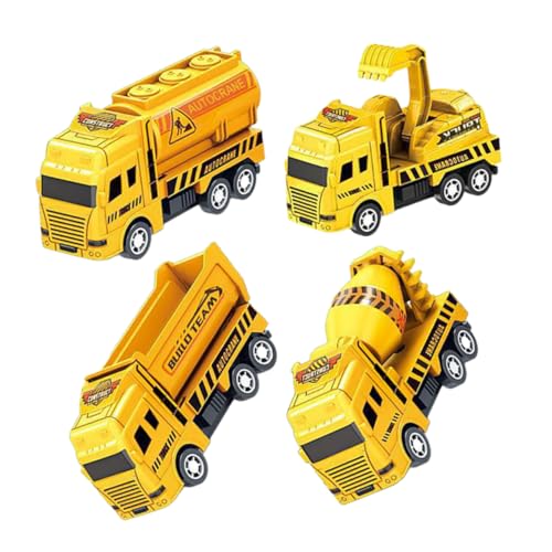 Abaodam 4Stücke Rückziehspielzeug BAU LKW für Kleinkinder Kunststoffautos mit Reibungsantrieb Bagger und Baustellenfahrzeuge für Kreatives Lernen und Spielspaß von Abaodam