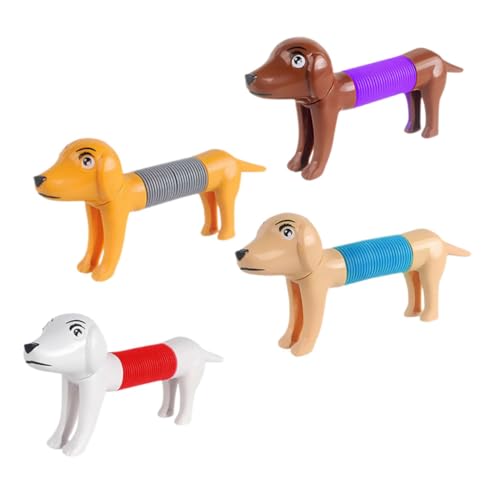 Abaodam 4stücke Teiliges Interaktives Hundespielzeug Dehnbares Cartoon-rohrspielzeug Für Partys Stressabbauend Langlebig Und Farbenfroh Für Kleine Und Mittelgroße Hunde von Abaodam