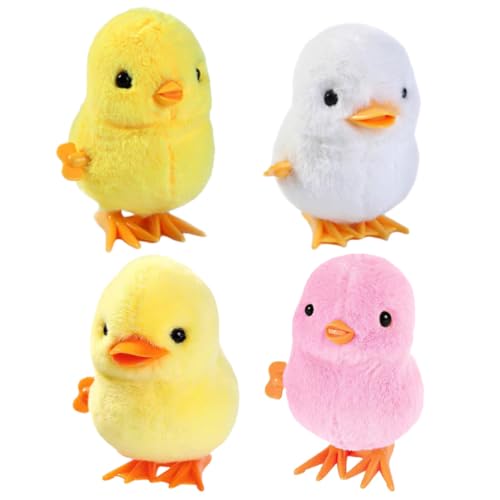 Abaodam 4 Stücke Aufziehspielzeug Huhn und Küken Hüpfspielzeug für Kinder Partyspielzeug Miniküken Sicheres Spielzeug von Abaodam