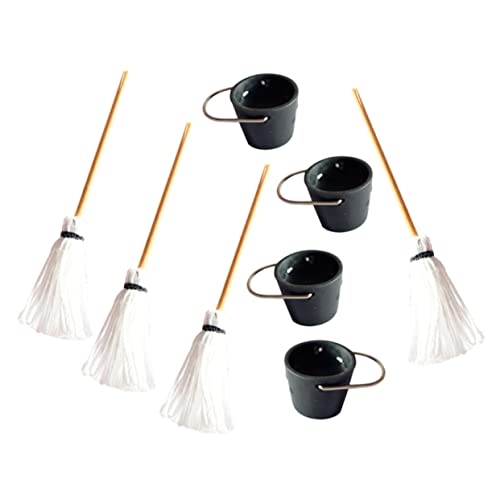 Abaodam 4er-Set Miniatur-moppeimer-Set – Perfekt Für Mini-hausdekoration Und Spielzeug von Abaodam