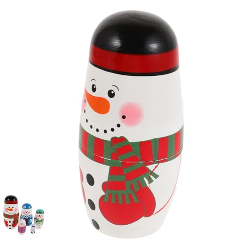 Abaodam 5 Lernspielzeug Für Dekorationen Stapel Schneemann-Puppe Figuren Nistpuppen Für Kleinkinder Weihnachts-nistpuppe Ornament Nistpuppen Für Weihnachten Elf Hölzern von Abaodam